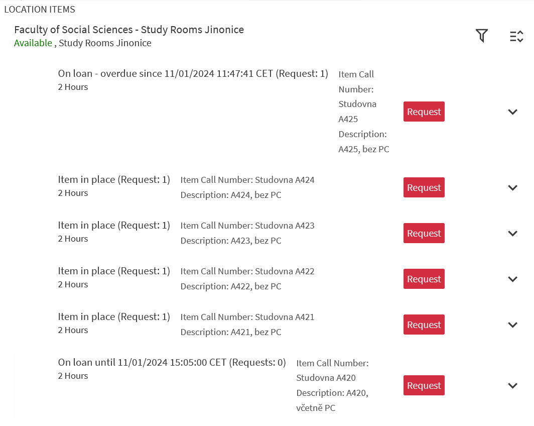 Selecting a study room