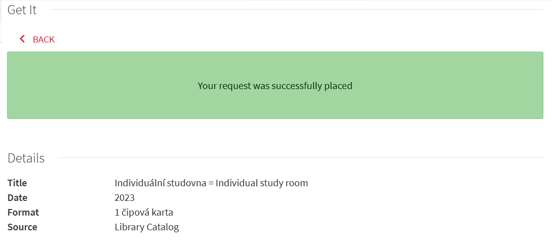 Successful booking notice